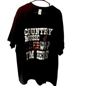 Gildan Novelty Shirt Adult 3X Black Country Music Beer Flag Patriotic